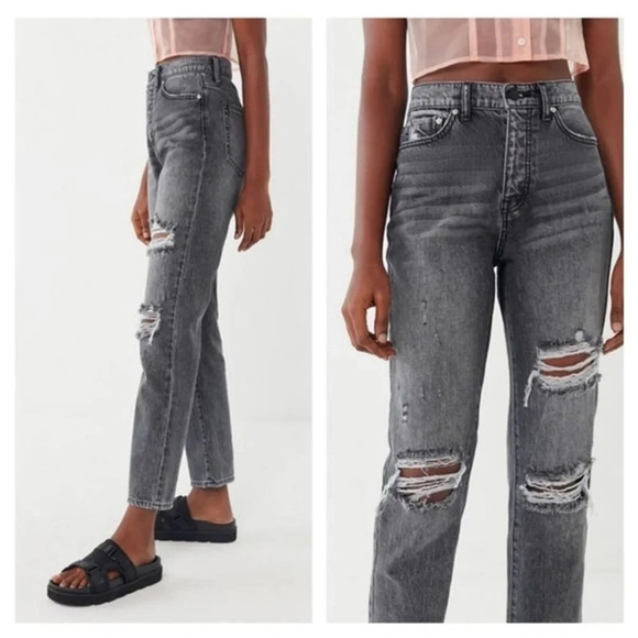BDG Slim Straight Distressed Boyfriend Cropped Jeans - Picture 1 of 13